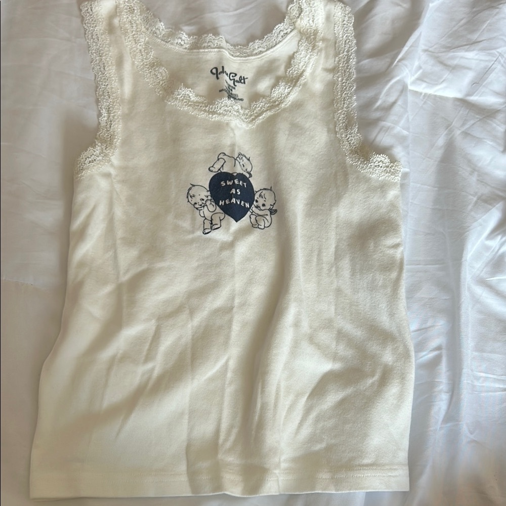 Brandy Melville/ John Galt White Lace Trim Tank Top